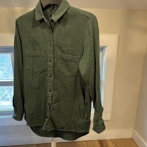 Madewell oversized green button down shirt, size XS